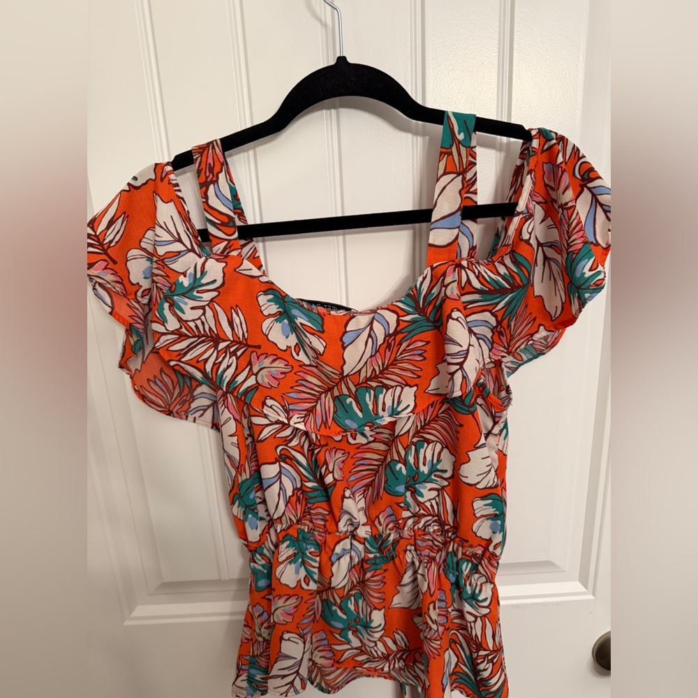 Sweet Rain Orange Floral Blouse